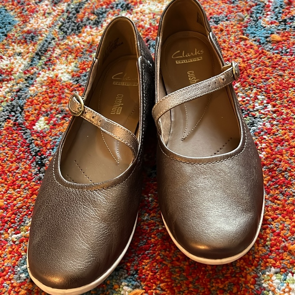 Clarks Collection Metallic Mary Jane Flats